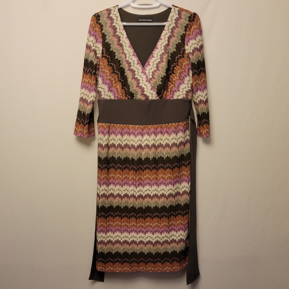 Chris Mclaughlin Multi-Color Southwest zig-zag, Size 14 - V-neck Empire Waist